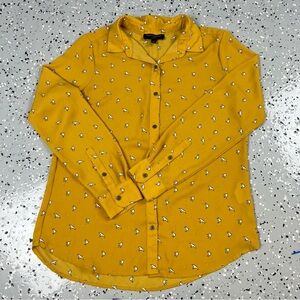 Banana Republic Mustard Button-Down Shirt with birds
